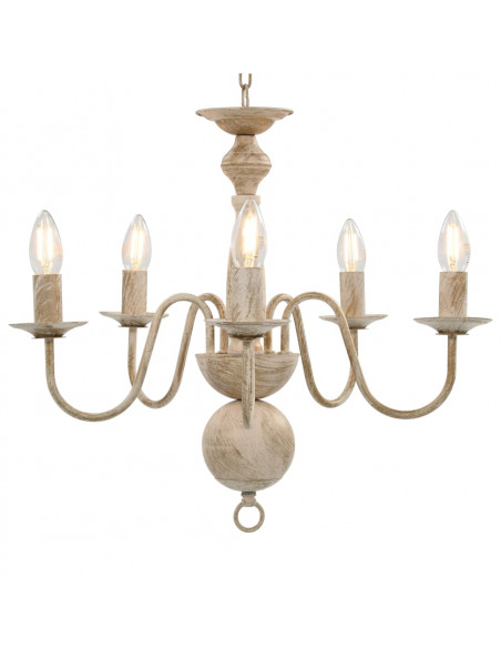 Candelabro Stile Anticato Bianco 5 Lampadine E14