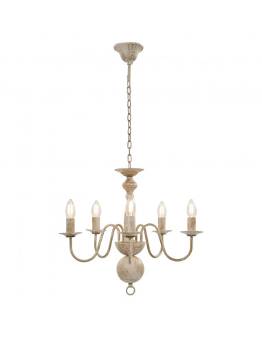 Candelabro Stile Anticato Bianco 5 Lampadine E14