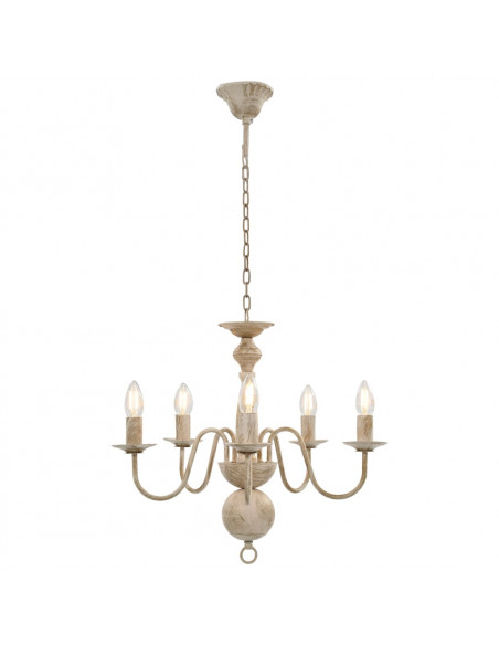 Candelabro Stile Anticato Bianco 5 Lampadine E14