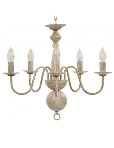 Candelabro Stile Anticato Bianco 5 Lampadine E14