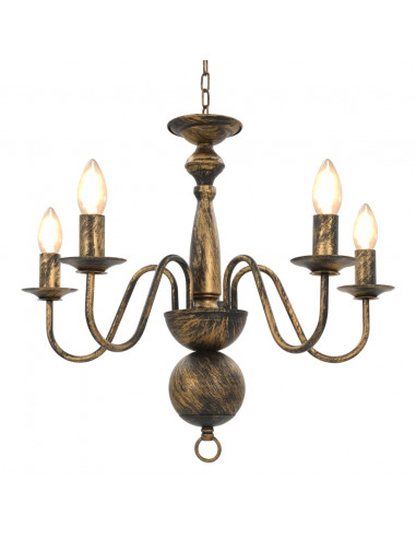 Candelabro Stile Anticato Nero 5 Lampadine E14