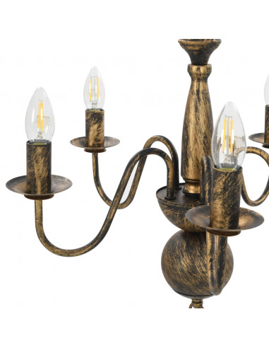 Candelabro Stile Anticato Nero 5 Lampadine E14