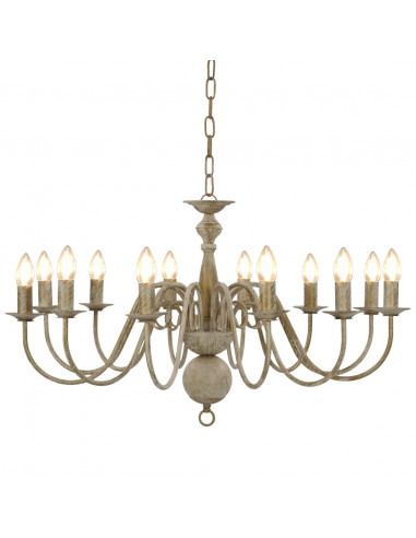 Candelabro Stile Anticato Bianco 12 Lampadine E14