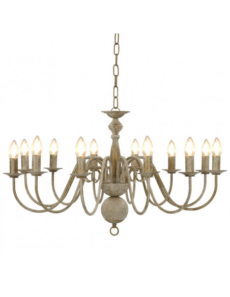 Candelabro Stile Anticato Bianco 12 Lampadine E14