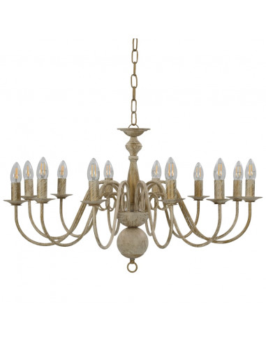 Candelabro Stile Anticato Bianco 12 Lampadine E14