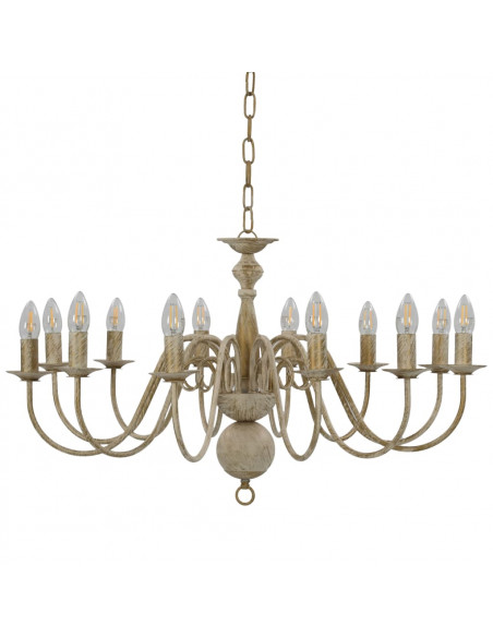Candelabro Stile Anticato Bianco 12 Lampadine E14