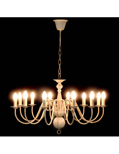Candelabro Stile Anticato Bianco 12 Lampadine E14
