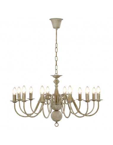 Candelabro Stile Anticato Bianco 12 Lampadine E14