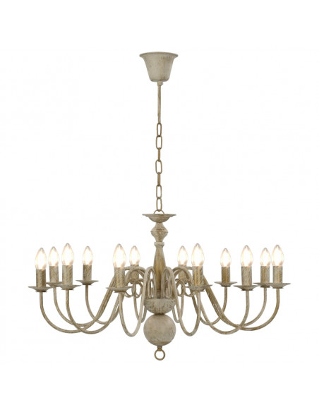 Candelabro Stile Anticato Bianco 12 Lampadine E14