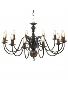 Candelabro Stile Anticato Nero 12 Lampadine E14 2