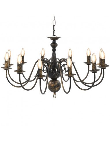 Candelabro Stile Anticato Nero 12 Lampadine E14