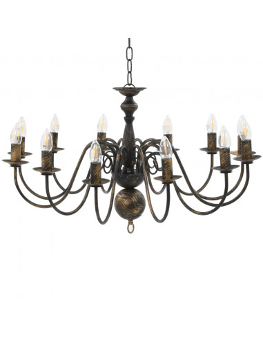 Candelabro Stile Anticato Nero 12 Lampadine E14