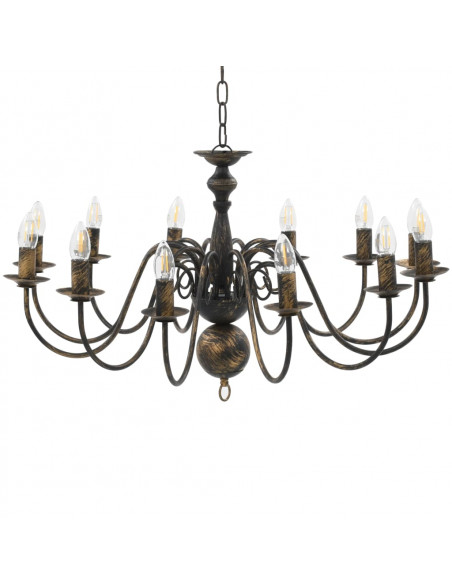 Candelabro Stile Anticato Nero 12 Lampadine E14
