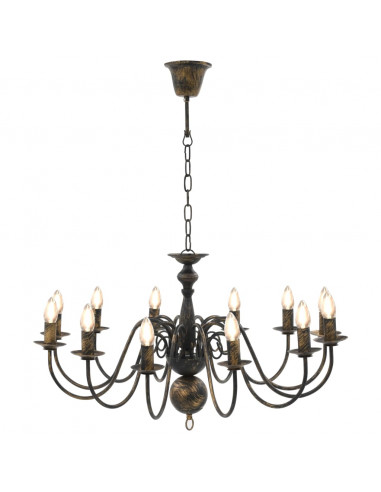 Candelabro Stile Anticato Nero 12 Lampadine E14