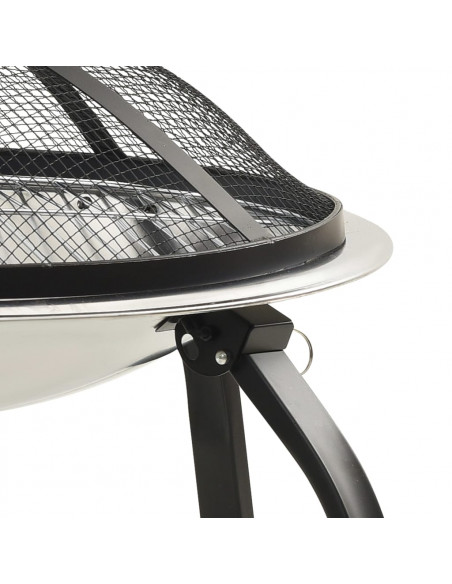 Braciere e Barbecue 2in1 e Attizzatoio 56x56x49cm Acciaio Inox