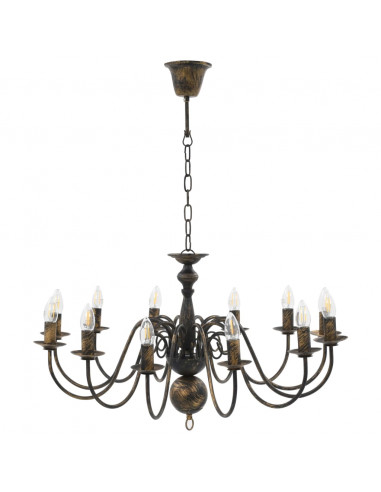 Candelabro Stile Anticato Nero 12 Lampadine E14