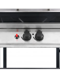 Barbecue e Griglia a Gas a 3 Ripiani Tavolinetto Nero e Argento