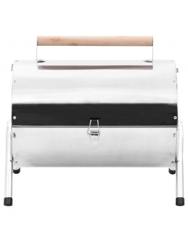 Barbecue da Tavolo Portatile in Acciaio Inox con Doppia Griglia