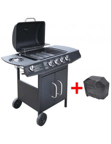Barbecue e Griglia a Gas 4+1 Fornelli Nero