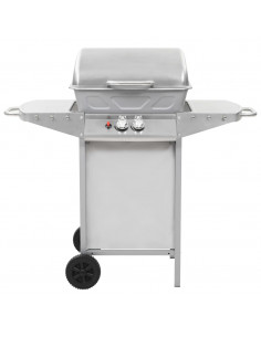 Barbecue a Gas con Griglia 2 Fornelli Argento Acciaio Inox 2