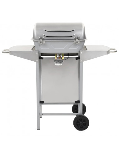 Barbecue a Gas con Griglia 2 Fornelli Argento Acciaio Inox