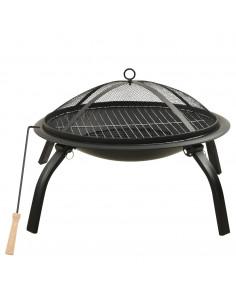 Braciere e Barbecue 2 in 1 con Attizzatoio 56x56x49 cm Acciaio 2