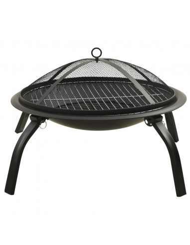 Braciere e Barbecue 2 in 1 con Attizzatoio 56x56x49 cm Acciaio