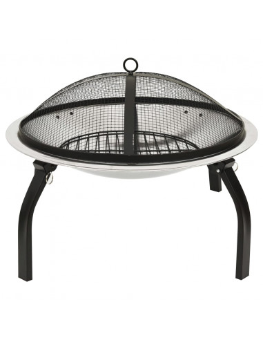 Braciere e Barbecue 2in1 e Attizzatoio 56x56x49cm Acciaio Inox