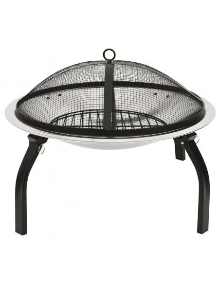 Braciere e Barbecue 2in1 e Attizzatoio 56x56x49cm Acciaio Inox
