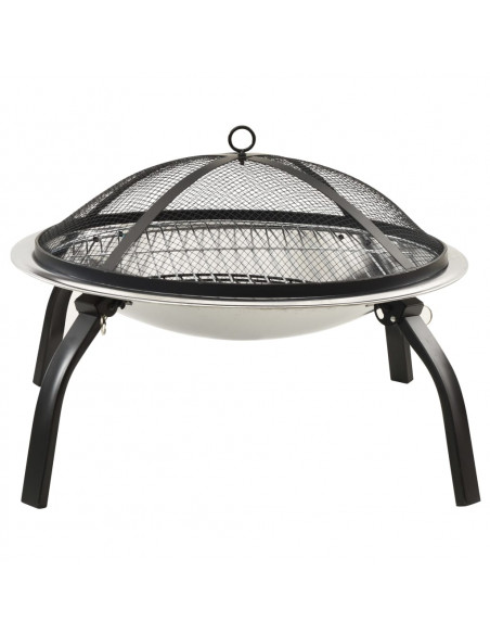Braciere e Barbecue 2in1 e Attizzatoio 56x56x49cm Acciaio Inox