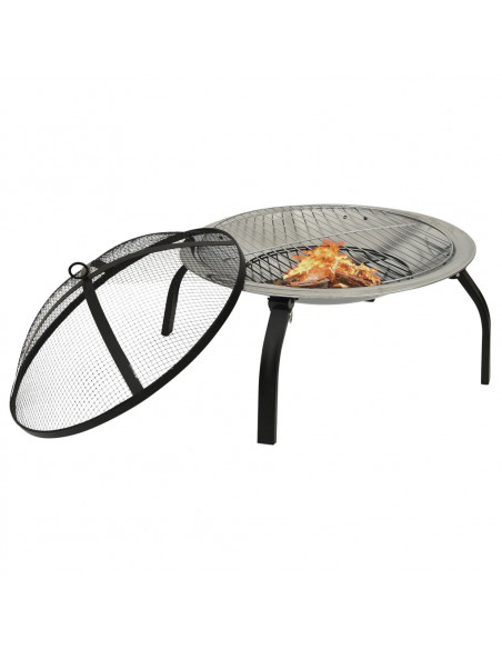 Braciere e Barbecue 2in1 e Attizzatoio 56x56x49cm Acciaio Inox