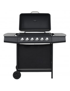 Barbecue Griglia a Gas con 6 Fornelli Acciaio Nero 2