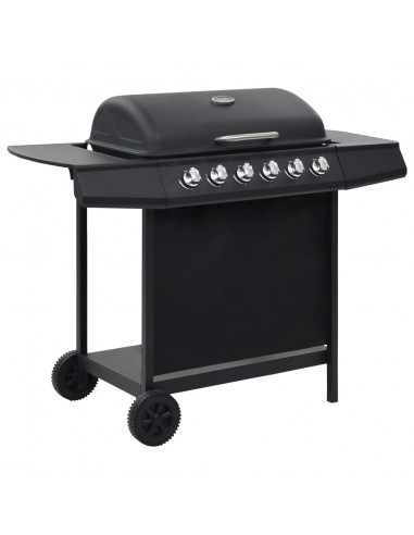 Barbecue Griglia a Gas con 6 Fornelli Acciaio Nero