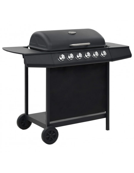 Barbecue Griglia a Gas con 6 Fornelli Acciaio Nero
