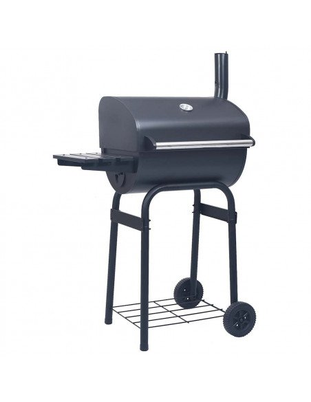 Barbecue a Carbone con Affumicatore e Ripiano Basso Nero