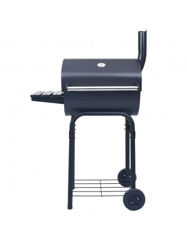 Barbecue a Carbone con Affumicatore e Ripiano Basso Nero