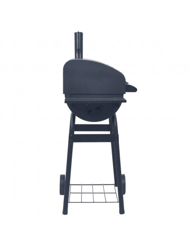 Barbecue a Carbone con Affumicatore e Ripiano Basso Nero