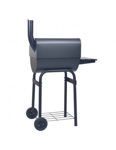 Barbecue a Carbone con Affumicatore e Ripiano Basso Nero