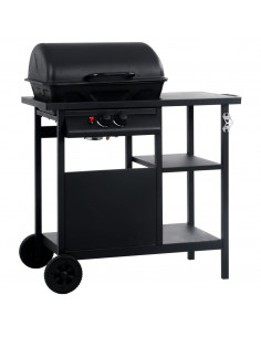 Barbecue e Griglia a Gas con 3 Ripiani Nero 2