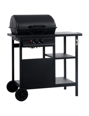 Barbecue e Griglia a Gas con 3 Ripiani Nero
