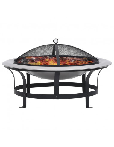 Braciere da Giardino con Griglia in Acciaio Inox 76 cm