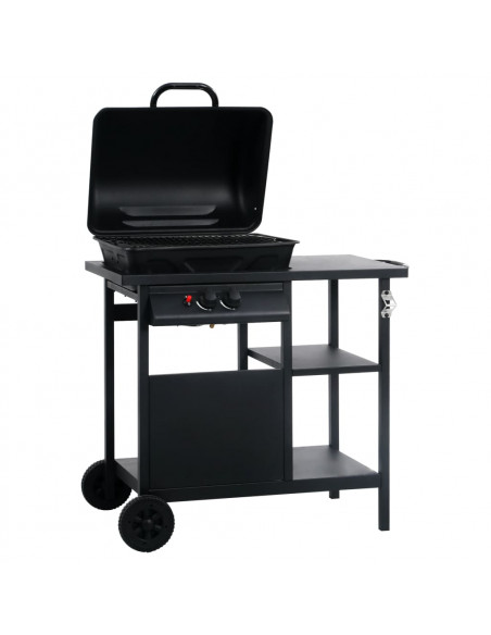 Barbecue e Griglia a Gas con 3 Ripiani Nero