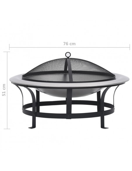 Braciere da Giardino con Griglia in Acciaio Inox 76 cm