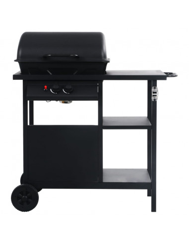 Barbecue e Griglia a Gas con 3 Ripiani Nero