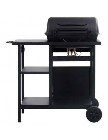 Barbecue e Griglia a Gas con 3 Ripiani Nero