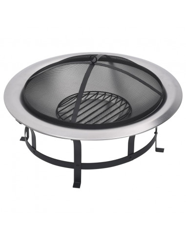 Braciere da Giardino con Griglia in Acciaio Inox 76 cm