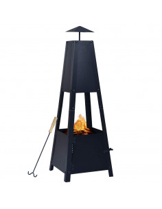 Braciere Nero 35x35x99 cm in Acciaio 2