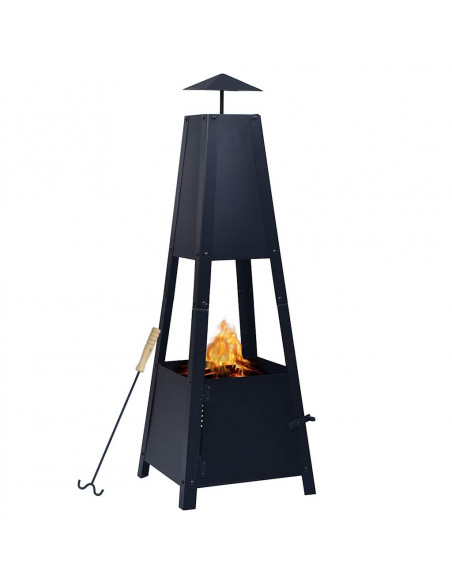 Braciere Nero 35x35x99 cm in Acciaio