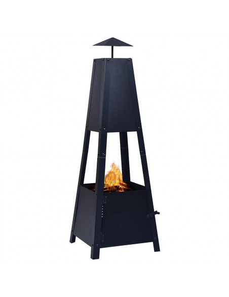 Braciere Nero 35x35x99 cm in Acciaio