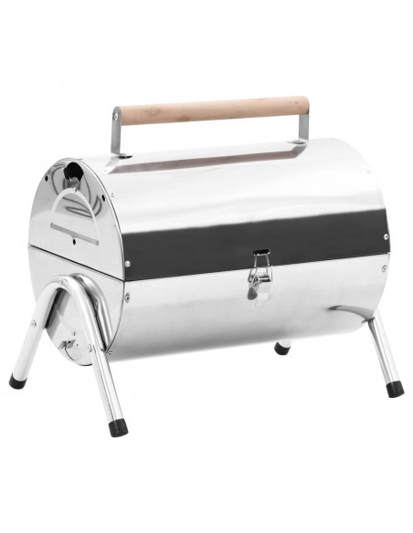 Barbecue da Tavolo Portatile in Acciaio Inox con Doppia Griglia